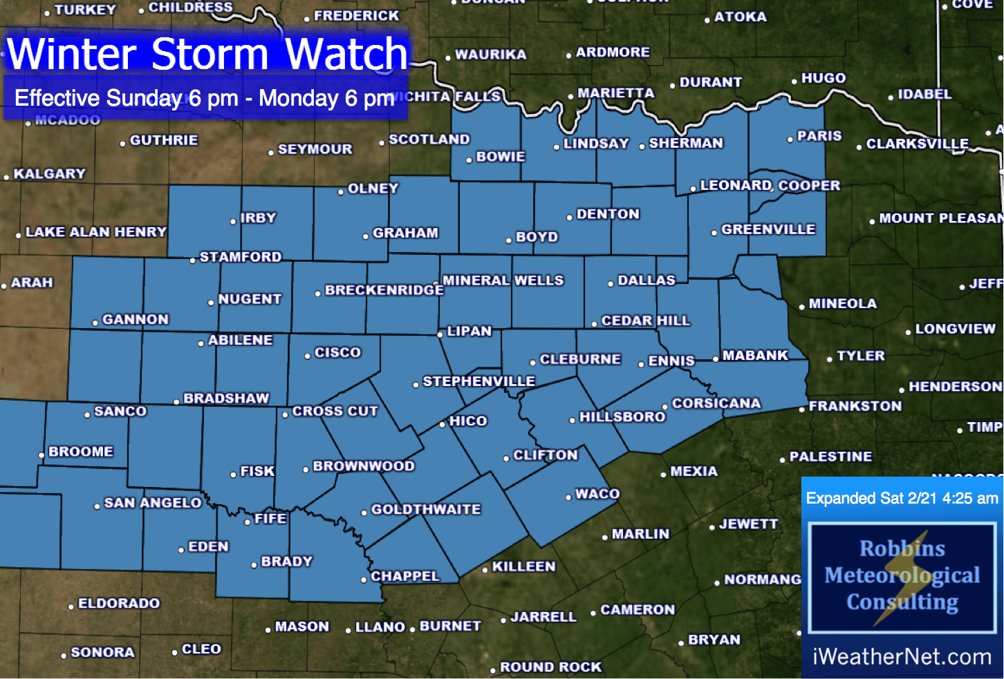 Significant Winter Storm for North Texas Sun Night & Mon (2/22 - 2/23) – iWeatherNet1452 x 983