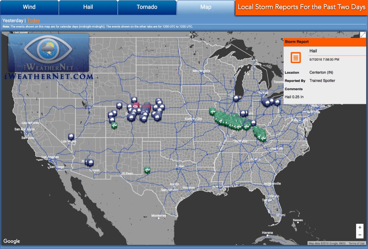 Local storm reports today and yesterday – iWeatherNet1209 x 817