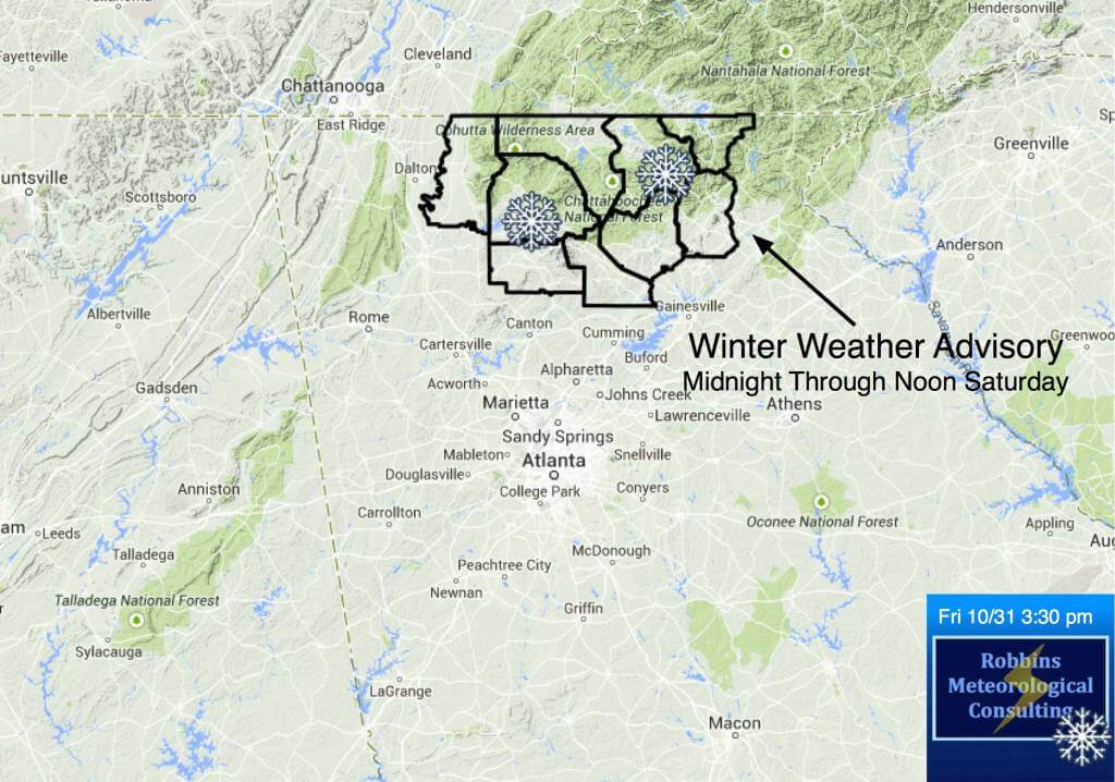 Winter Weather Advisory for North Georgia 10/31/14