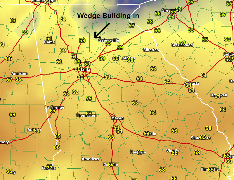 Temperatures across North and Central Georgia at 4 p.m. EST on 11/22/14