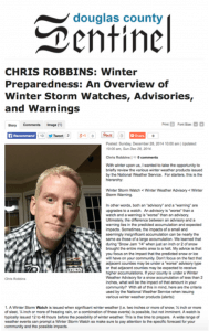 Criteria for Winter Storm Watches, Advisories, and Warnings