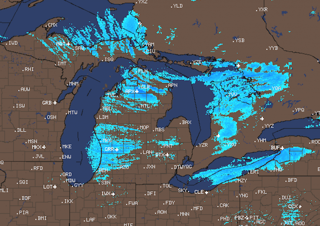 Radar image showing both single and multiple snow bands. 