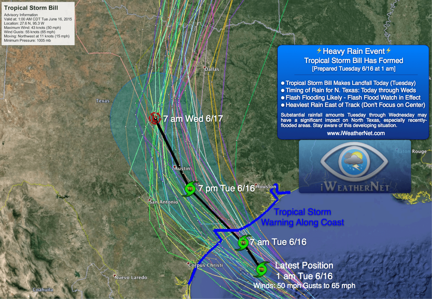 DFW: Gulf low may form, Tropical Storm Bill possible, heavy rain event expected ...1652 x 1144