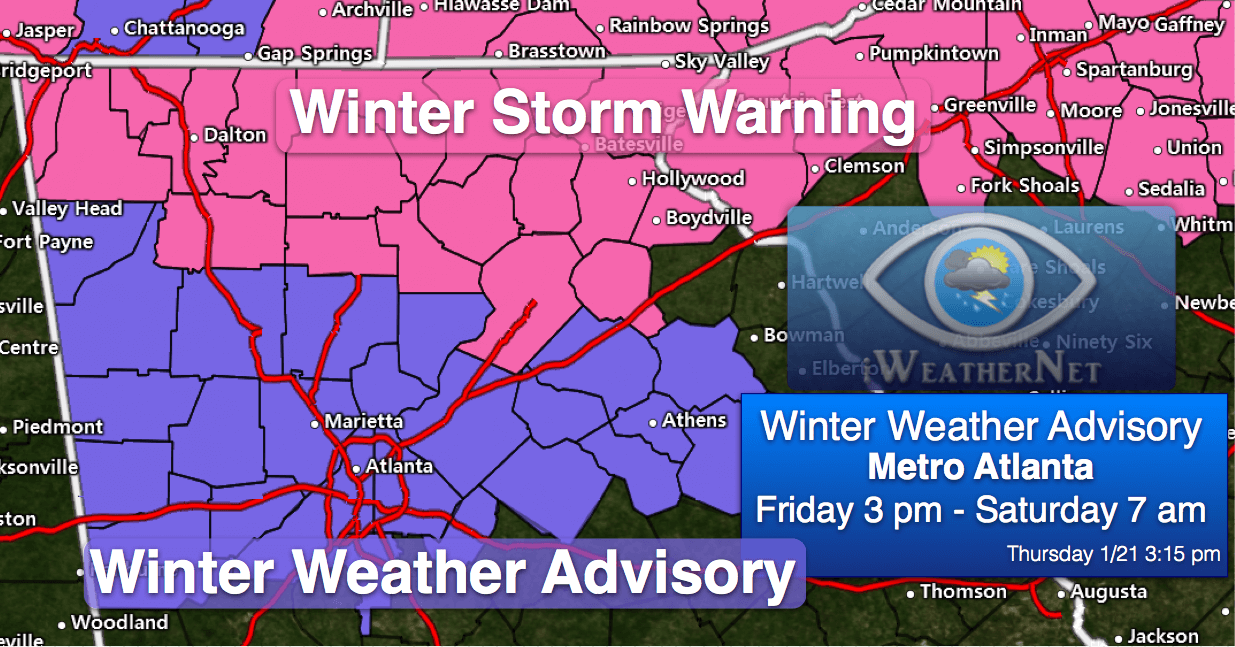 Snow Forecast for Atlanta Friday night - iWeatherNet