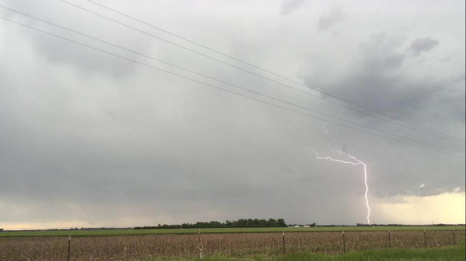 Cloud-to-ground lightning strikenortheast of Sterling, Kansas
