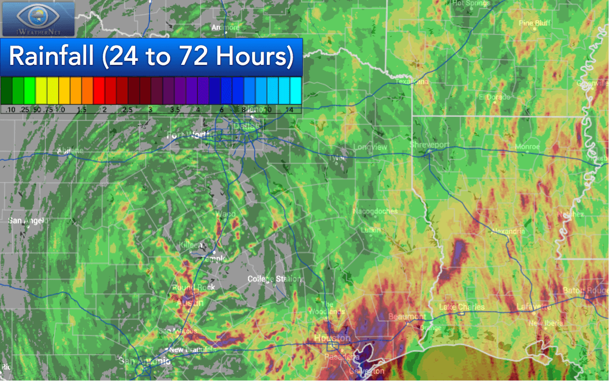 texas rainfall totals map Rainfall Totals For The Last 24 Hours To 3 Days High Resolution texas rainfall totals map