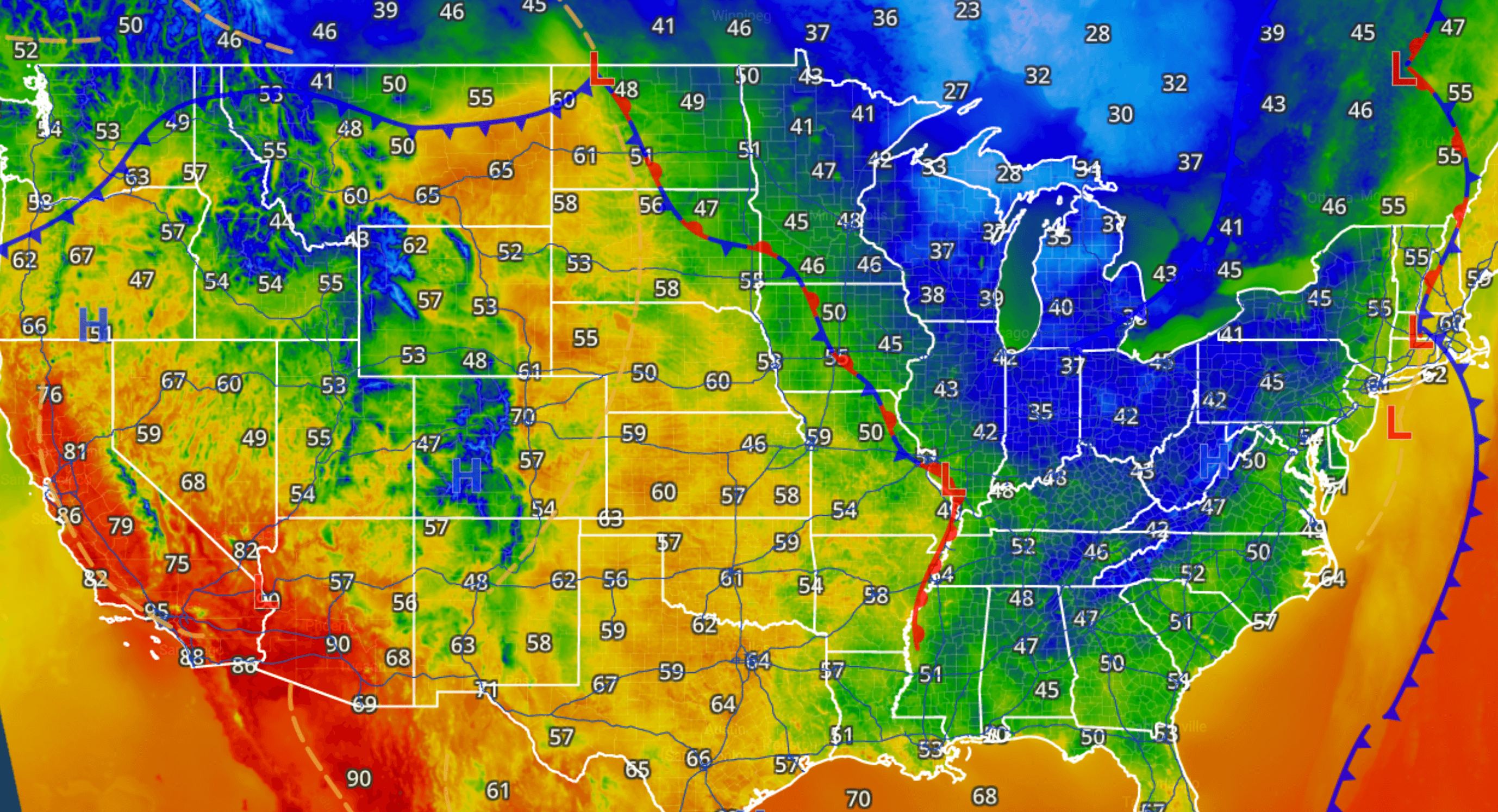 Current Temperature Map Of Us - Viole Jesselyn